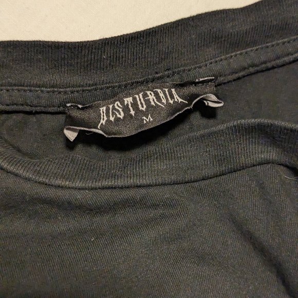 Disturbia Shirt sz M Black Thy Kingdom Come Pentagram Black Goth Distressed - Picture 3 of 3